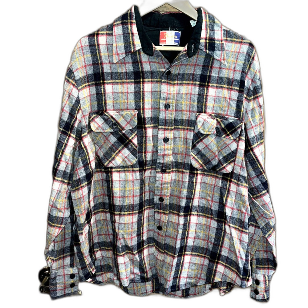 Wool Blend Flannel Button Up Chore Jacket Cozy Layering Work Neutral women XL